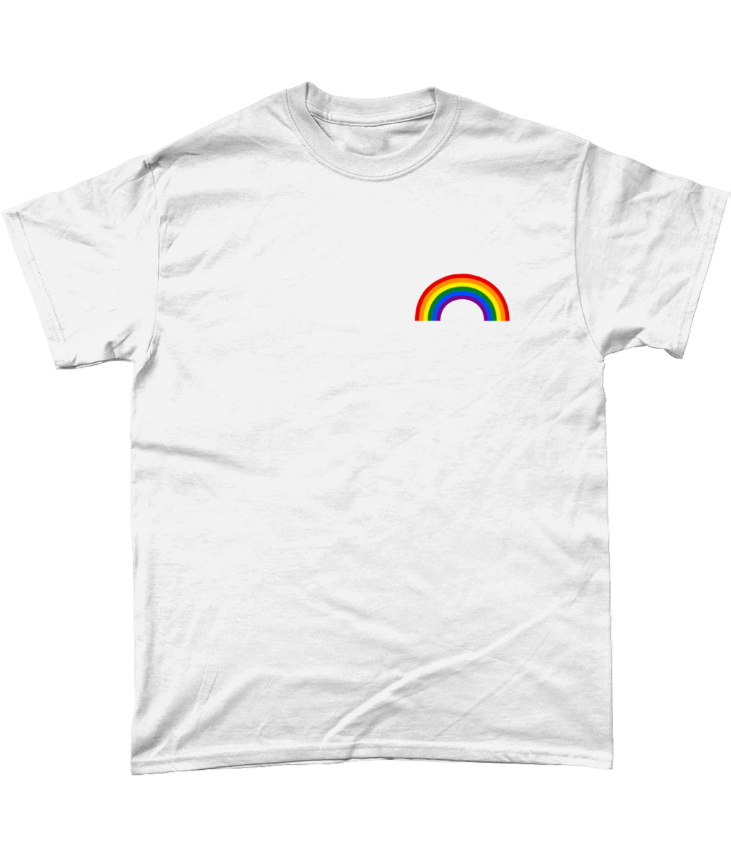 white rainbow t shirt