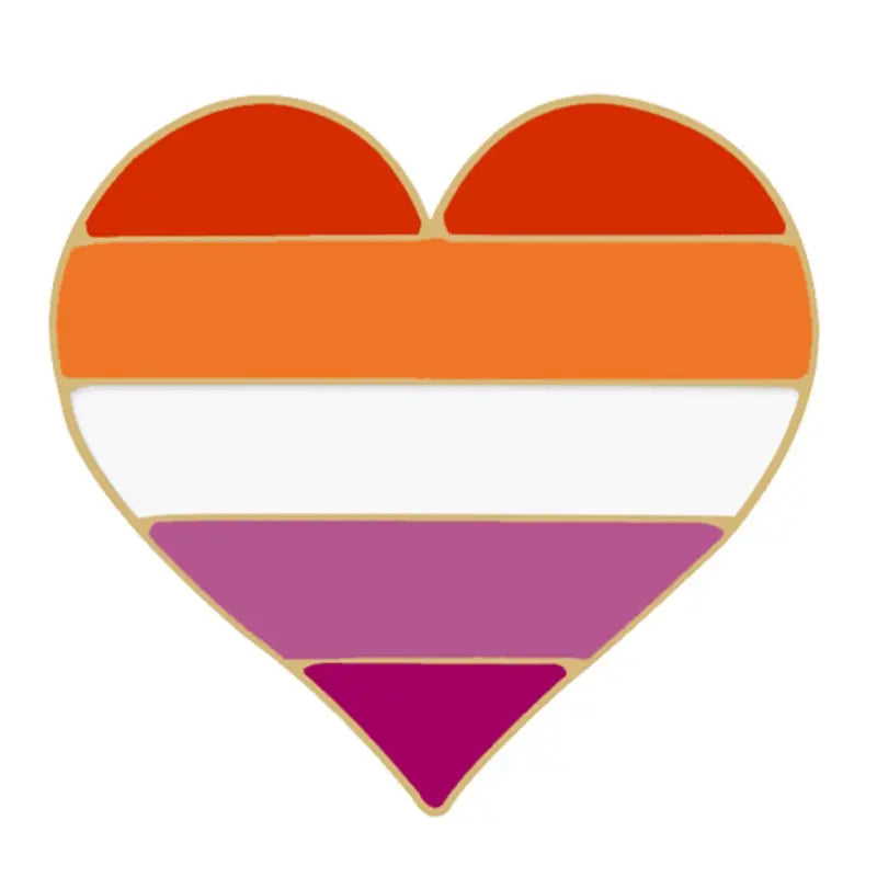 Lesbian Pride Flag Heart Pin Badge - Proud Supplies