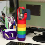 Rainbow Reusable Glass Water Bottle with Protective Sleeve - Proud Supplies